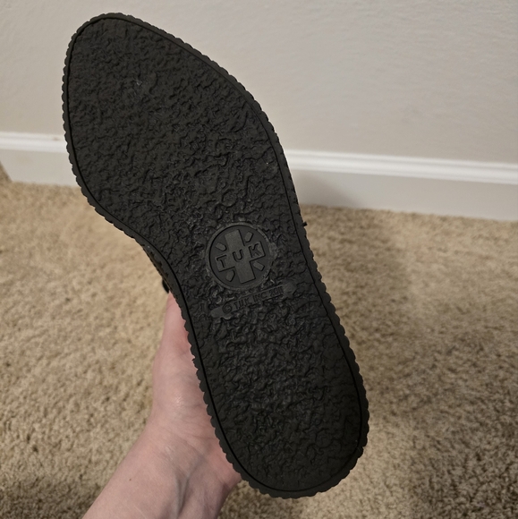 TUK Pointed Platform Black Leather Wingtip Creeper Size 7 Women - Picture 5 of 5